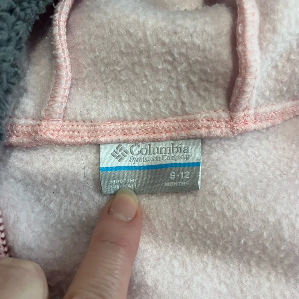 Columbia Infant Baby 6-12 Months Tiny Bear II Bunting Fleece One Piece Zip Pink